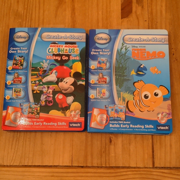 New in Box 2Set  VTech Disney Create-A-Story Packs, "Finding Nemo/ MM Clubhouse" - Picture 1 of 5